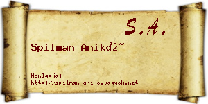 Spilman Anikó névjegykártya